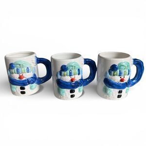 DesignPac Design Pack Lot of 3 Snowman Winter Frosty Handmade Mugs